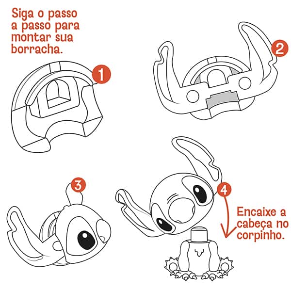 Borracha Fantasia 3D, Disney Stitch, Spiral Kids - BT 1 UN