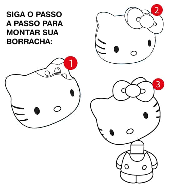 Borracha fantasia 3D, Hello Kitty, Spiral Kids - BT 1 UN Borracha fantasia 3D, Hello Kitty, Spiral Kids - BT 1 UN