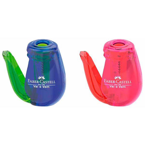 Apontador com depósito Vai e Vem, Cores sortidas, Faber-Castell - 1 UN Apontador com depósito Vai e Vem, Cores sortidas, Faber-Castell - 1 UN
