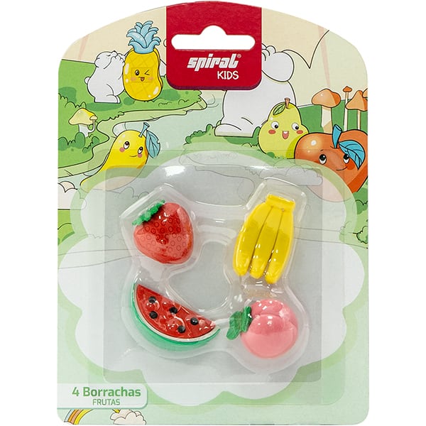 Borracha fantasia Frutas, Spiral Kids - BT 4 UN