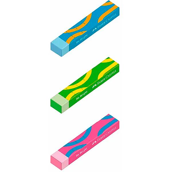 Borracha Colorida com Capinha Destacável, Be Bright, Cores Sortidas, Faber-Castell - CX 24 UN