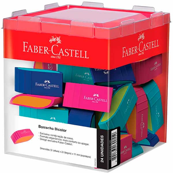 Borracha Bicolor, Cores Sortidas, Faber-Castell - CX 24 UN