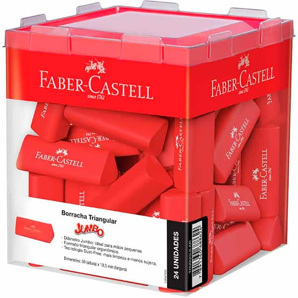 Borracha Triangular Jumbo, Dust-Free, Faber-Castell - CX 24 UN