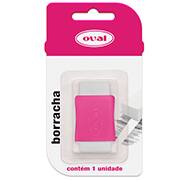Borracha Branca com Cinta Plástica Rosa, Oval - 1 UN Borracha Branca com Cinta Plástica Rosa, Oval - 1 UN