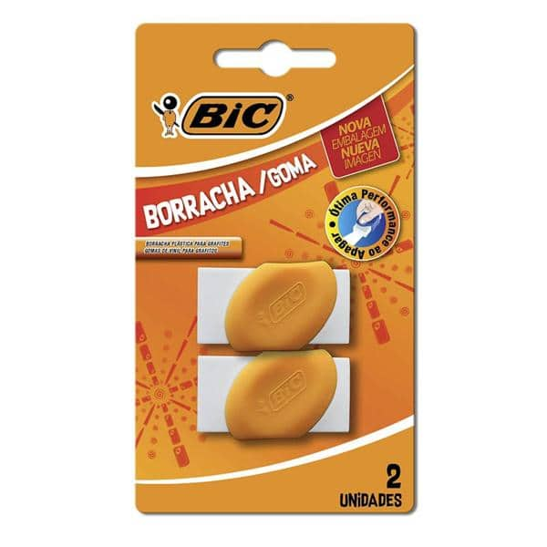 Borracha Branca com Cinta Plástica Laranja BIC - BT 2 UN