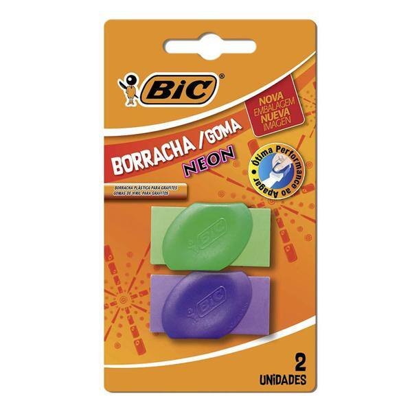 Borracha com Neon Cinta Plástica Colorida, Cores Sortida, BIC - BT 2 UN