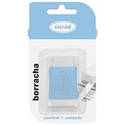 Borracha Branca com Cinta Plática Azul Pastel, Oval - 1 UN Borracha Branca com Cinta Plática Azul Pastel, Oval - 1 UN