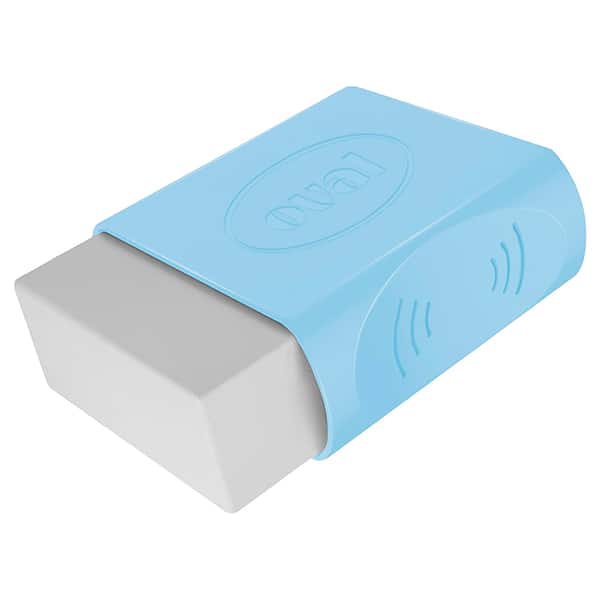 Borracha Branca com Cinta Plática Azul Pastel, Oval - 1 UN Borracha Branca com Cinta Plática Azul Pastel, Oval - 1 UN