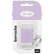 Borracha Branca com Cinta Plástica Lilás Pastel, Oval - 1 UN Borracha Branca com Cinta Plástica Lilás Pastel, Oval - 1 UN