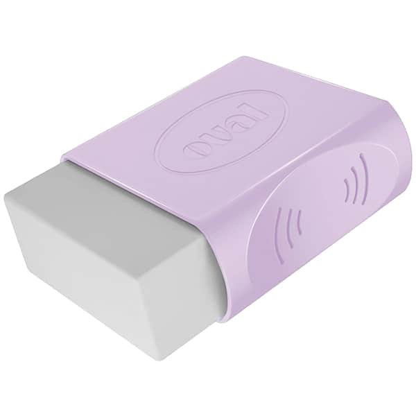 Borracha Branca com Cinta Plástica Lilás Pastel, Oval - 1 UN Borracha Branca com Cinta Plástica Lilás Pastel, Oval - 1 UN