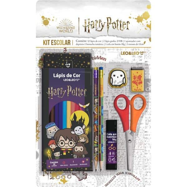 Kit escolar Harry Potter com 6 itens, 71621, Leonora - KT 1 UN