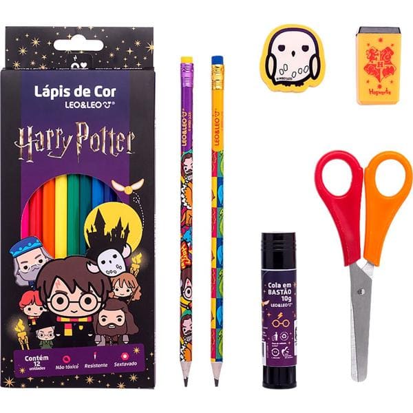 Kit escolar Harry Potter com 6 itens, 71621, Leonora - KT 1 UN