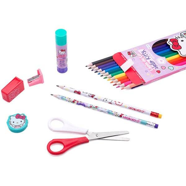 Kit escolar Hello Kitty com 6 itens, 71616, Leonora - KT 1 UN