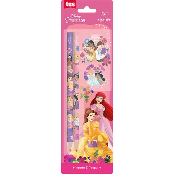 Kit escolar Princesas com 4 itens, 905833, Tris - BT 1 UN