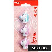 Borracha ponteira Unicórnio, Cores sortidas, Molin - BT 3 UN Borracha ponteira Unicórnio, Cores sortidas, Molin - BT 3 UN