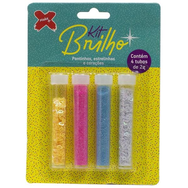 Kit Glitter estrelinha com 4 cores, 2 gramas, 7035, Make+ - BT 1 UN