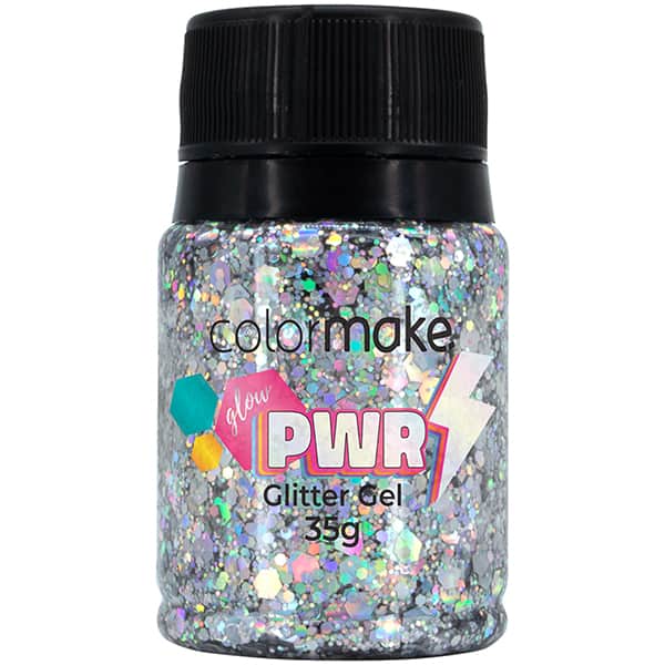 Glitter Gel, Prata, Glow Power, 35g, 2522, Colormake - PT 1 UN