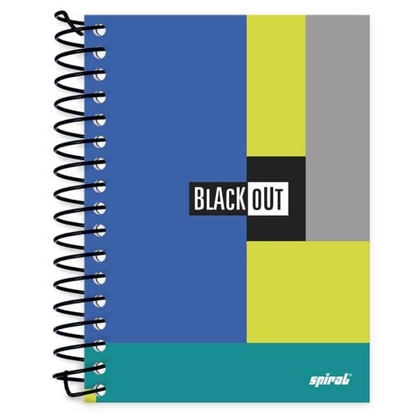 Caderneta 1/8 capa dura 200fls Black Out azul 90403 Spiral Blk PT 1 UN