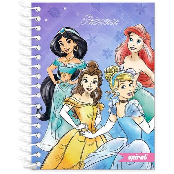 Caderneta 1/8 Capa Dura 200fls Disney Princesas 20900 Spiral Pn - PT 1 UN