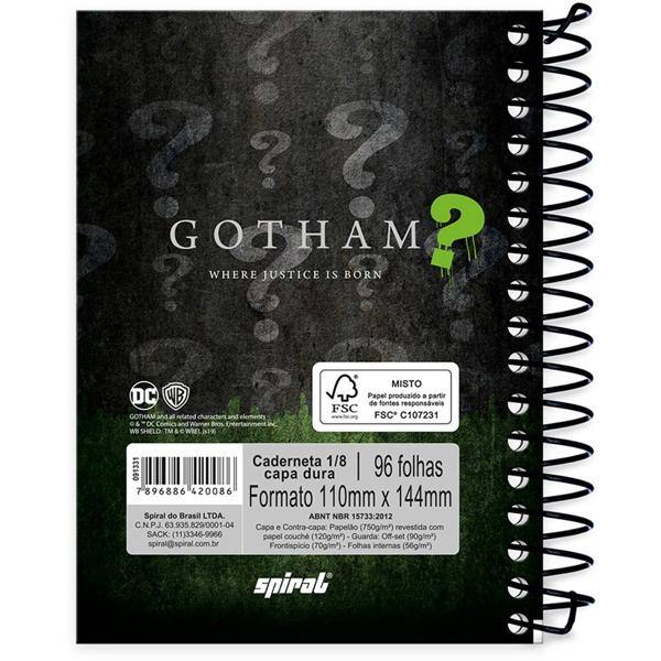 Caderneta 1/8 capa dura 96fls Gotham 20894 Spiral Gth PT 1 UN