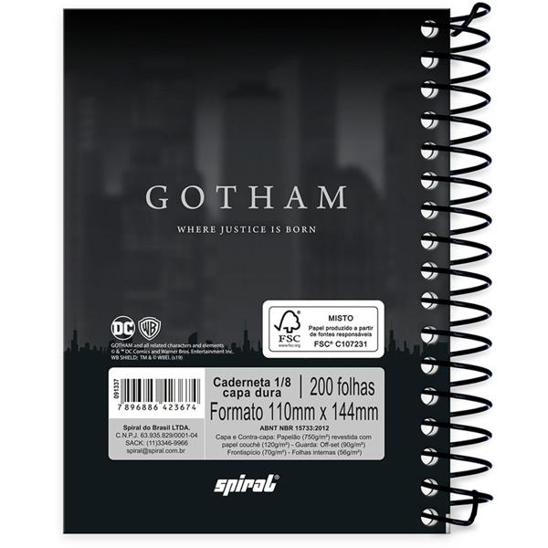 Caderneta 1/8 capa dura 200fls Gotham 20914 Spiral Gth PT 1 UN