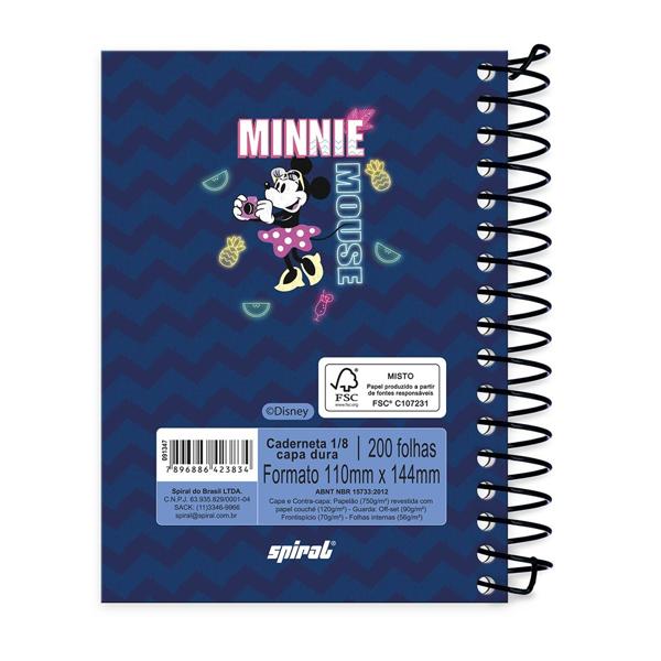 Caderneta 1/8 Capa Dura 200fls Disney Minnie Ten 20982 Spiral Mte - PT 1 UN