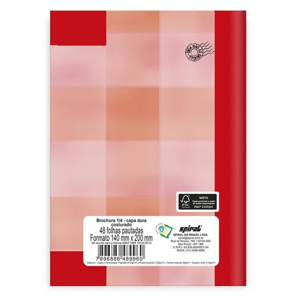 Caderno 1/4 capa dura Caderfix 48 fls vermelho 89960 Spiral PT 1 UN