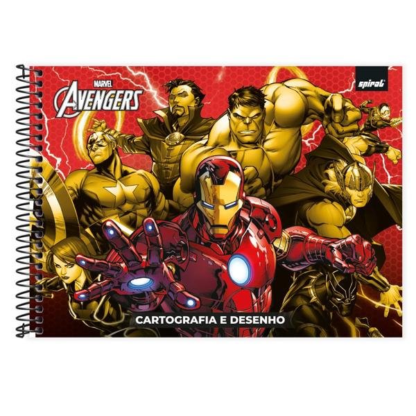 Caderno Cartografia e Desenho Capa Dura 48 Folhas Marvel Vingadores - Avengers Spiral - PT 1 UN