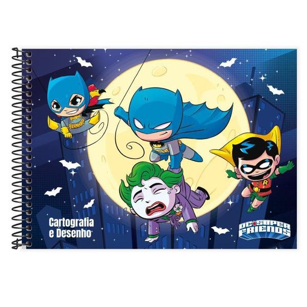 Caderno Cartografia e Desenho Capa Dura 80 Folhas Warner DC Super Friends - Super Amigos Spiral - PT 1 UN
