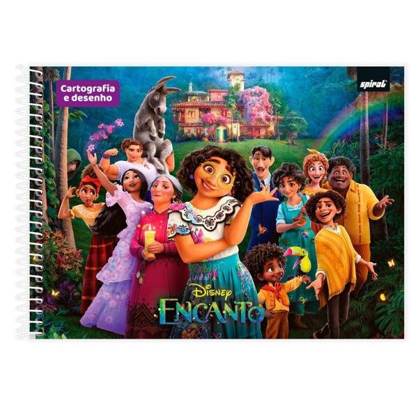 Caderno Cartografia e Desenho Capa Dura 80 Folhas Disney Encanto Spiral - PT 1 UN