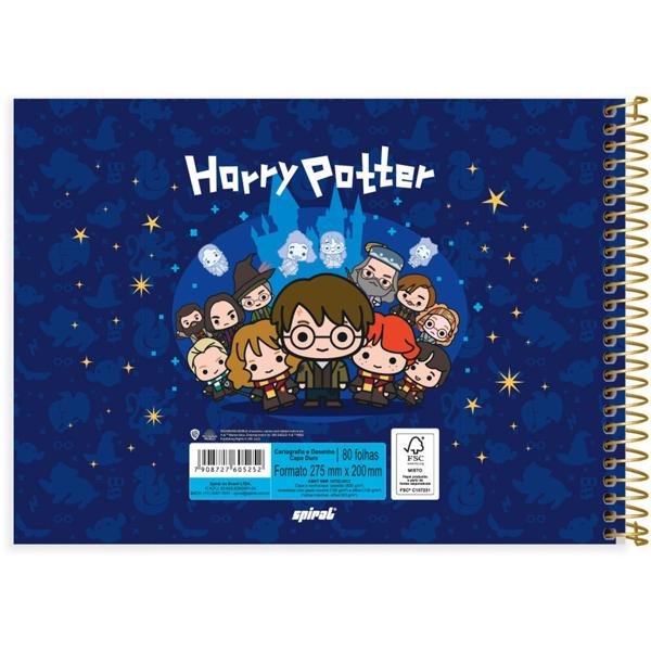 Caderno Cartografia e Desenho Capa Dura 80 Folhas Warner Harry Potter Charms Spiral - PT 1 UN