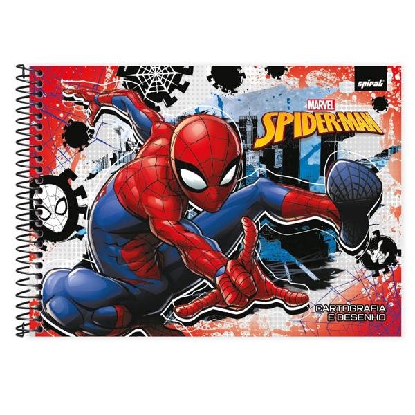 Caderno Cartografia e Desenho Capa Dura 80 Folhas Marvel Homem Aranha - Spiderman Spiral - PT 1 UN