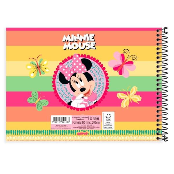 Caderno Cartografia e Desenho Capa Dura 80 Folhas Disney Minnie Clássica Spiral - PT 1 UN