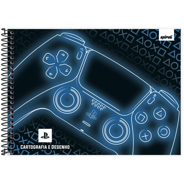 Caderno Cartografia e Desenho Capa Dura 80 Folhas Playstation Spiral - PT 1 UN