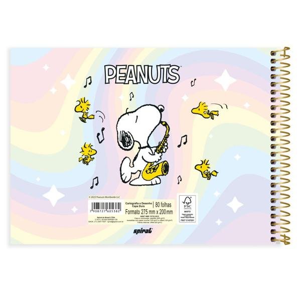 Caderno Cartografia e Desenho Capa Dura 80 Folhas Snoopy - Peanuts Spiral - PT 1 UN