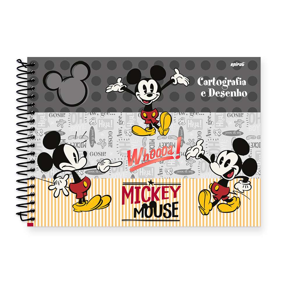 Caderno Cartografia 48fls Capa Dura Mickey And Minnie 19337 Spiral Dm Pt 1 Un Escolar Kalunga 5737