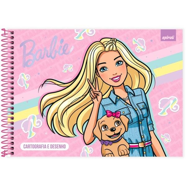 Caderno Cartografia e Desenho Capa Dura 48 Folhas Barbie Mattel Spiral - PT 1 UN