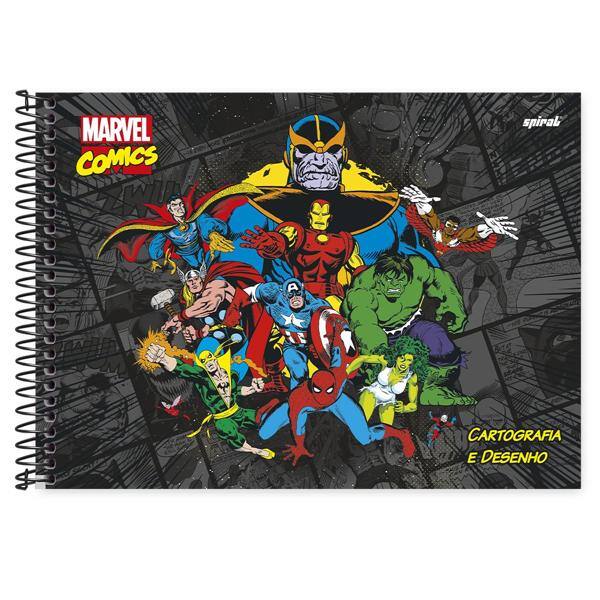 Caderno cartografia capa dura, 80 folhas, Marvel Comic, 212947, Spiral - PT 1 UN