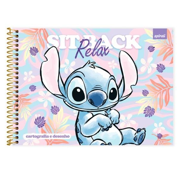 Caderno Cartografia e Desenho Capa Dura 80 Folhas Disney Stitch Spiral - PT 1 UN
