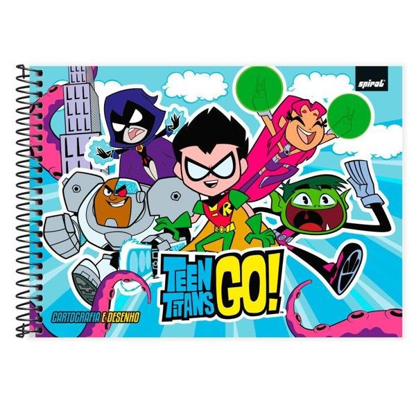 Caderno Cartografia e Desenho Capa Dura 80 Folhas Warner Teen Titans Go - Jovens Titãs Spiral - PT 1 UN