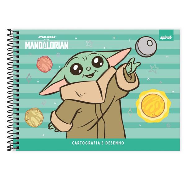 Caderno Cartografia e Desenho Capa Dura 80 Folhas The Mandalorian - Star Wars Spiral - PT 1 UN