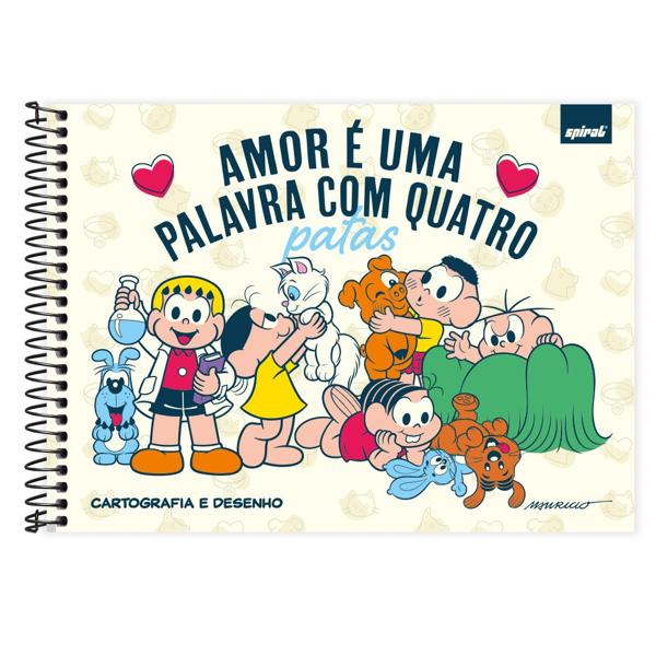 Caderno Cartografia e Desenho Capa Dura 80 Folhas Turma da Mônica Pets Spiral - PT 1 UN