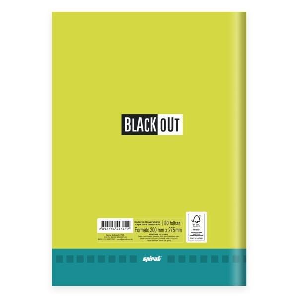 Caderno Universitário Capa Dura Brochura Costurado 80 Folhas, Black Out Azul Spiral - PT 1 UN