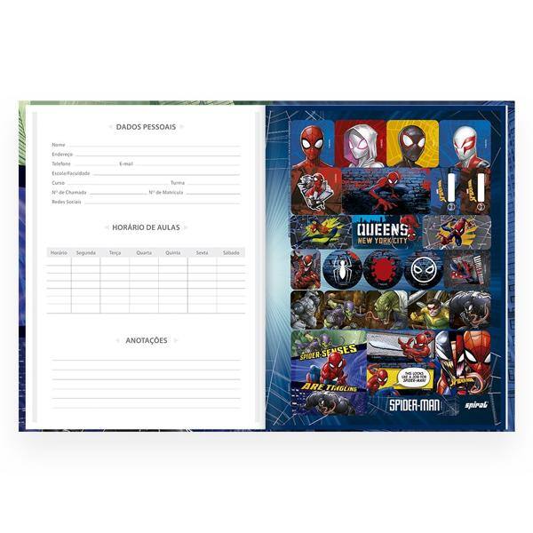 Caderno Universitário Capa Dura Costurado 80 folhas, Marvel Homem Aranha - Spiderman, Spiral, 212233 - PT 1 UN