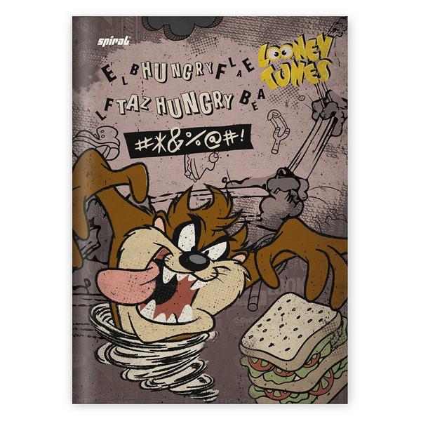 Caderno 1/4 capa dura costurado 48 folhas, Looney Tunes, Spiral, 20816 - PT 1 UN