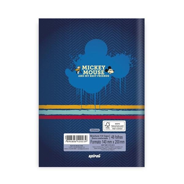 Caderno 1/4 capa dura costurado 48 folhas, Disney Mickey Friends, Spiral, 20810 - PT 1 UN