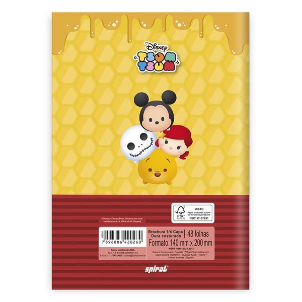 Caderno 1/4 capa dura costurado 48 folhas, Disney Tsum Tsum, Spiral, 20813 - PT 1 UN