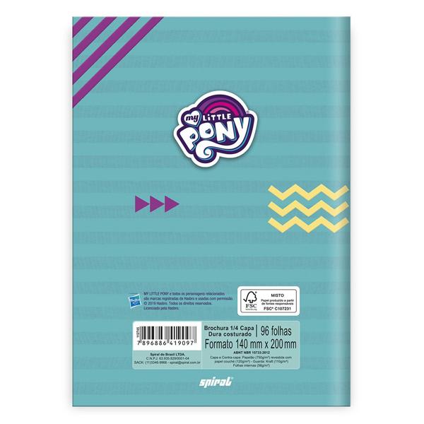 Caderno 1/4 capa dura costurado 96 folhas, My Little Pony, Spiral, 20866 - PT 1 UN