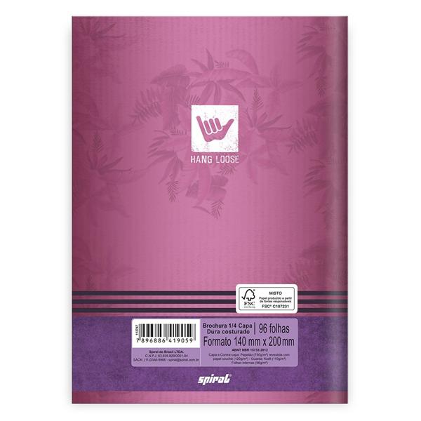 Caderno 1/4 capa dura costurado 96 folhas, Hang Loose, Spiral, 20848 - PT 1 UN