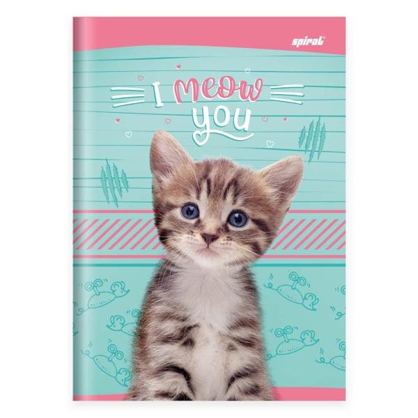 Caderno 1/4 capa dura costurado 80 folhas, My Pet Gato, Spiral, 2261133 - PT 1 UN